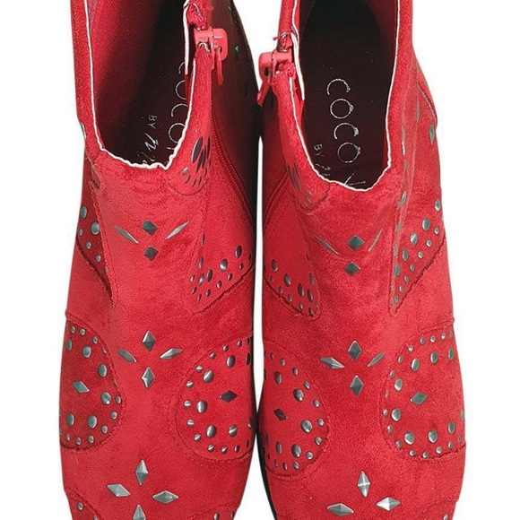 Coconuts by Matisse RED Suede Studded Western Cowgirl boots Size 8 - Picture 6 of 6